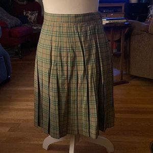 Vintage GAP Pleated Green Plaid Skirt